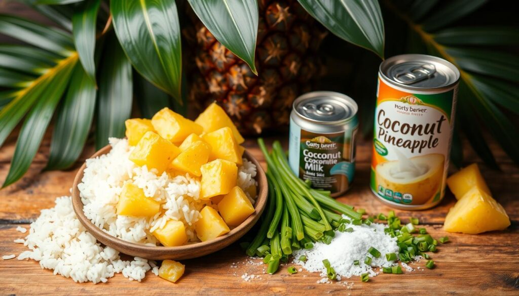 Essential ingredients for coconut rice