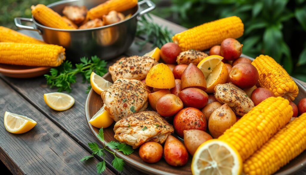 authentic Cajun chicken boil