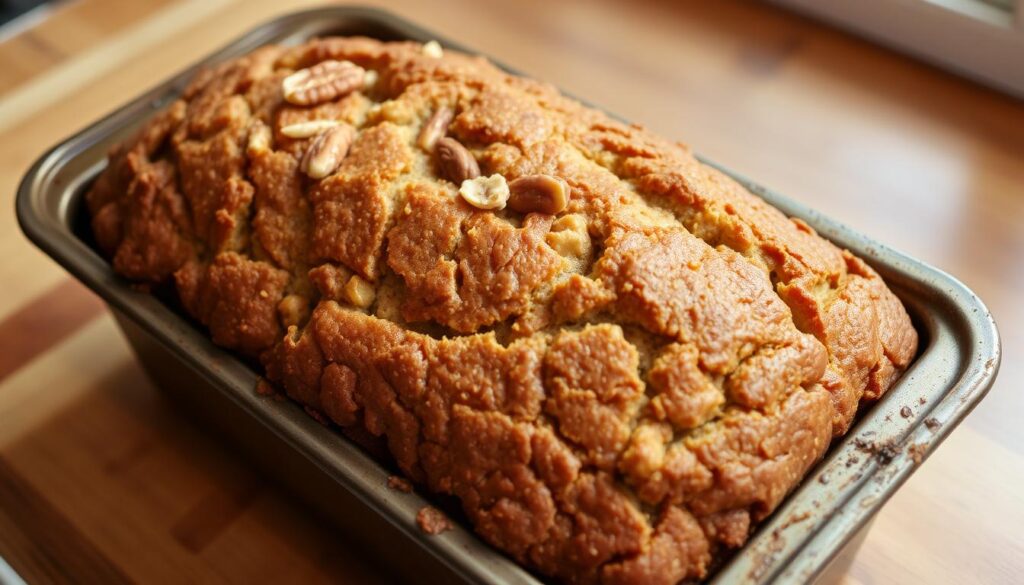 banana bread in pan