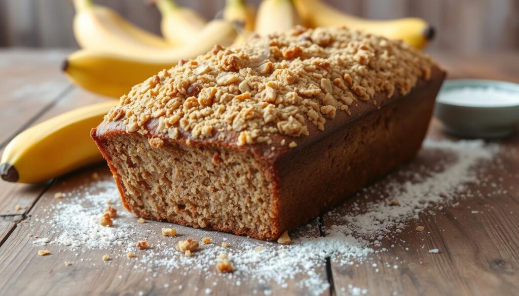 banana bread with streusel topping