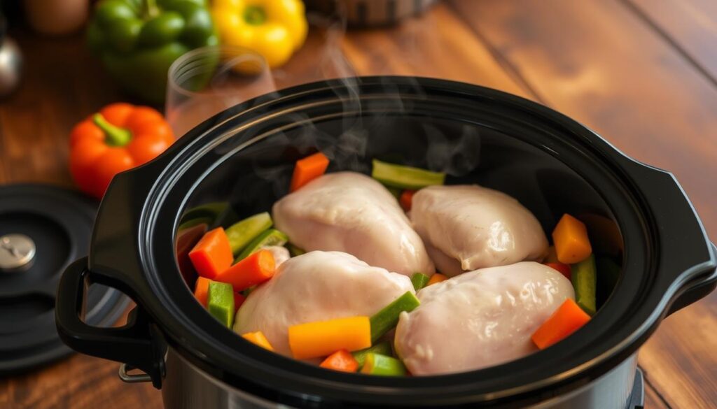 cooking frozen chicken thighs in slow cooker