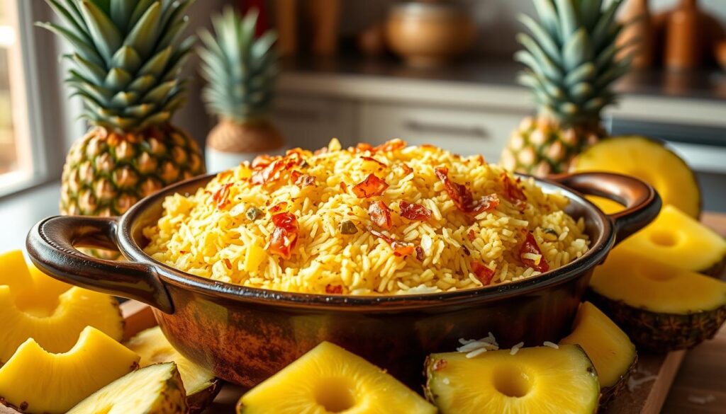 easy coconut pineapple rice baked in oven