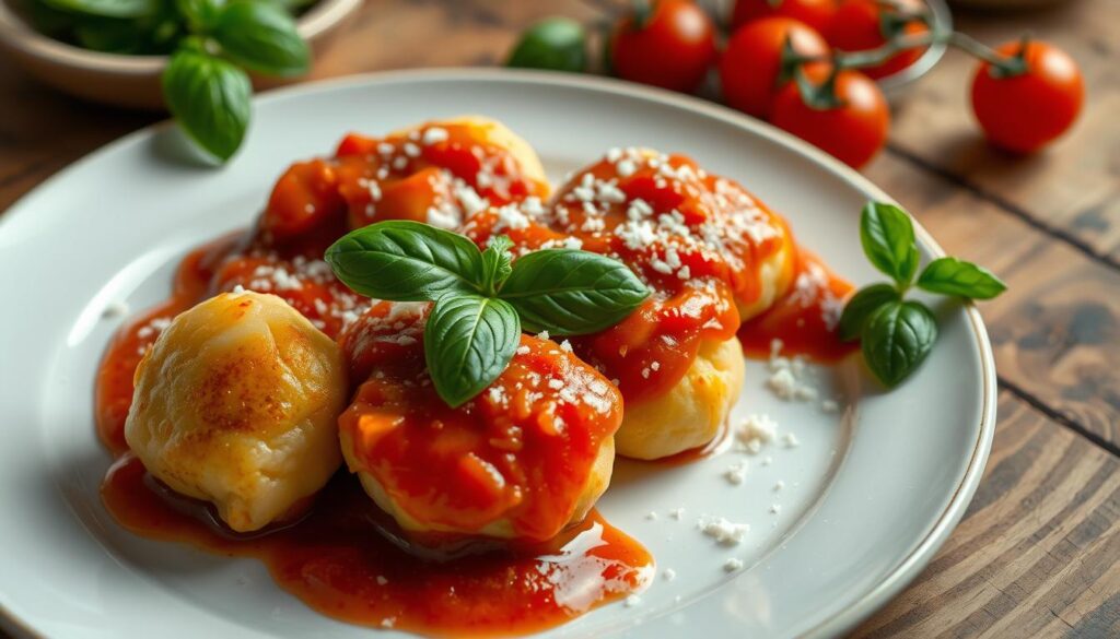 outside in stuffed gnocchi sauce