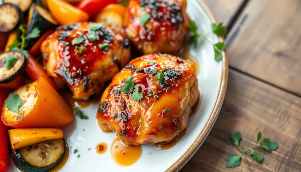 spicy honey garlic chicken thighs baked