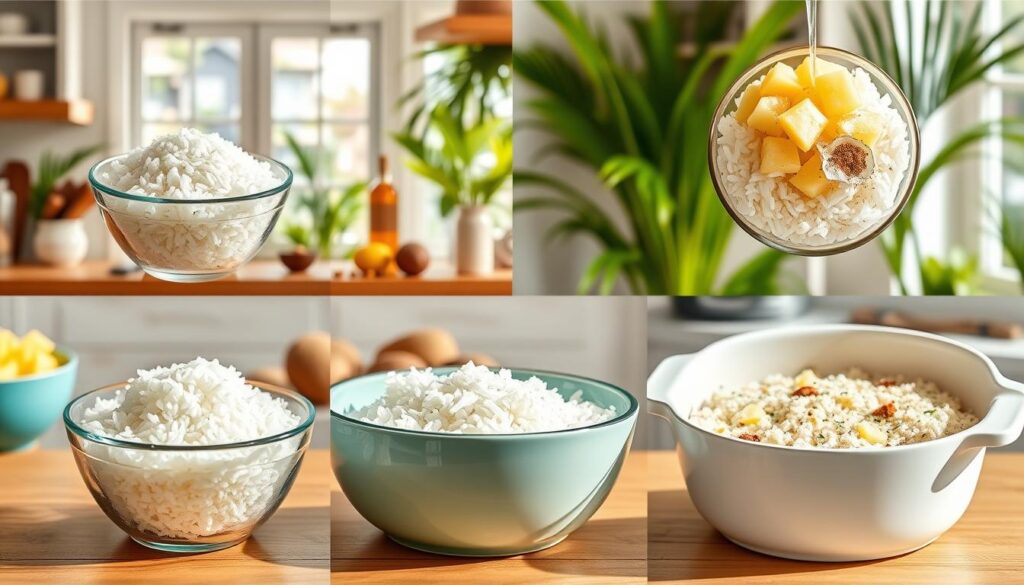 step-by-step coconut pineapple rice