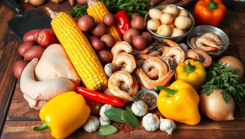 traditional ingredients for chicken boil cajun