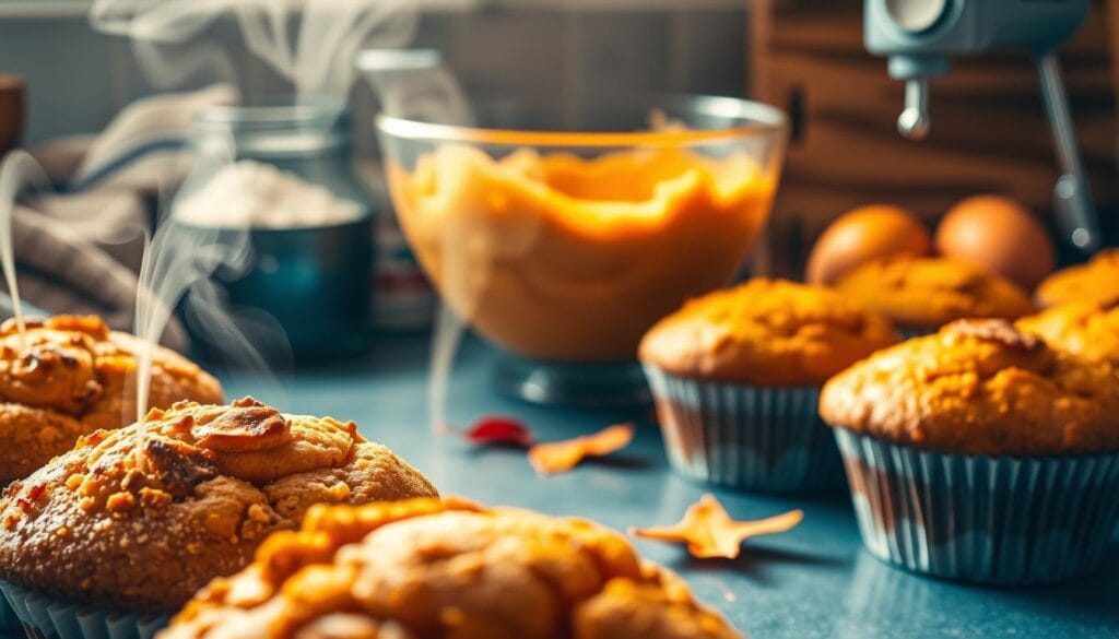 Baking sweet potato muffins