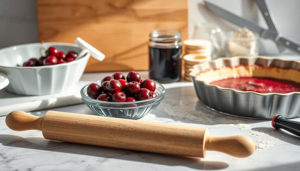 Kitchen tools for cherry pie bars with shortbread crust