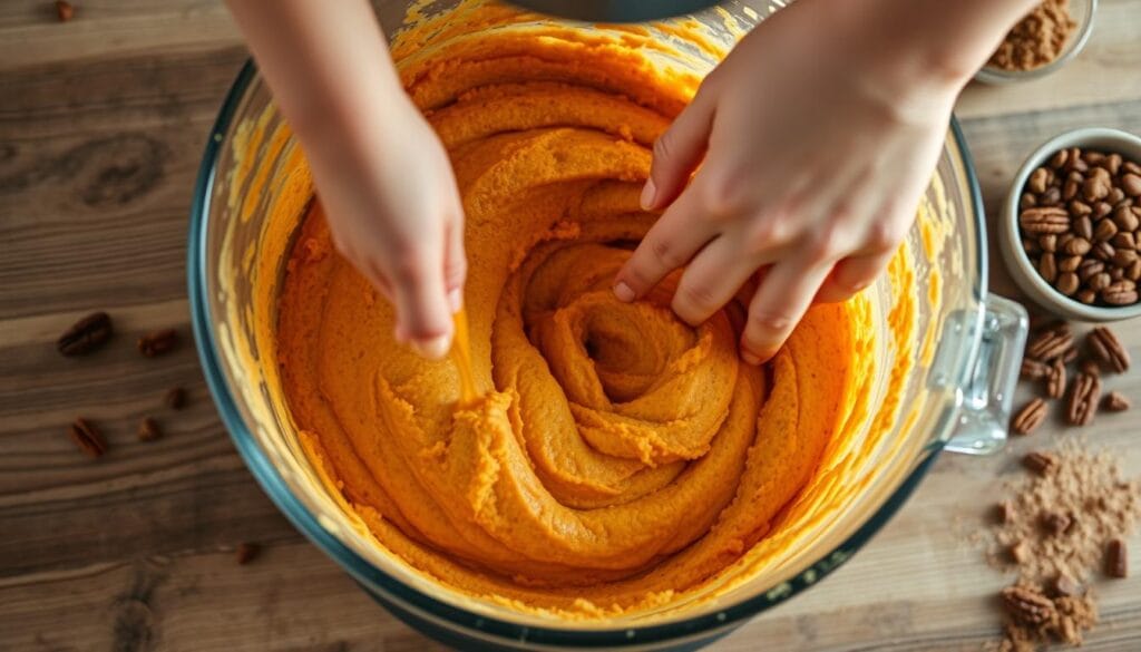 Sweet potato muffins mixing technique