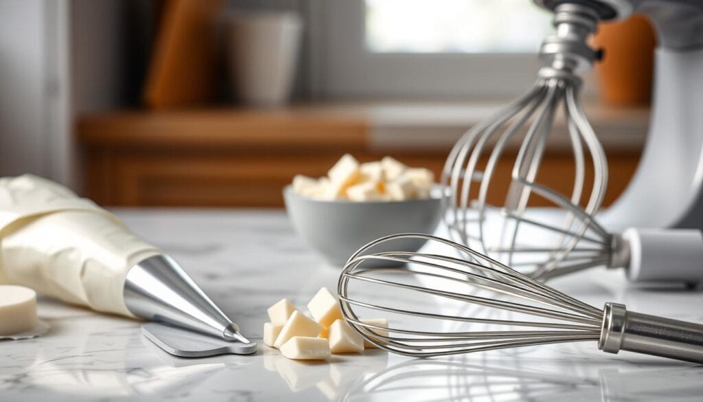 White chocolate buttercream tools